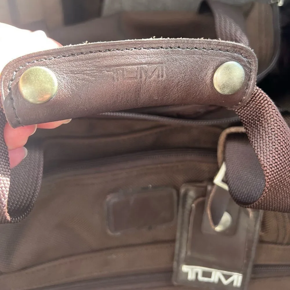 TUMI Dark Brown Ballistic Alpha Sport Carry On Duffel Bag